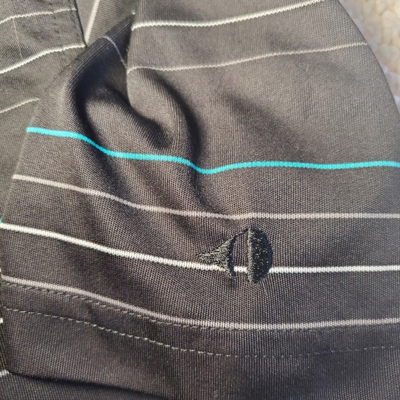Men’s Grand Slam Striped Performance Black Golf Polo Teal Grey Stripes Sz L - Picture 4 of 6